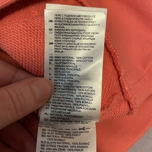 Adidas Hooded Sweatshirt Pink Embroidered Patch Long Sleeve Salmon Pink Size XS - Picture 9 of 10